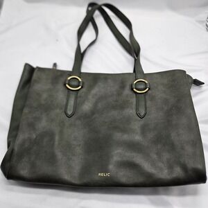 Relic By Fossil Forest Green Tote Purse Bag and Gold Hardware June 2019 Clean